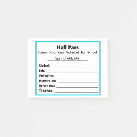 Simple Schools Hall Pass Post It Notes Post-it Klebezettel (Vorderseite)
