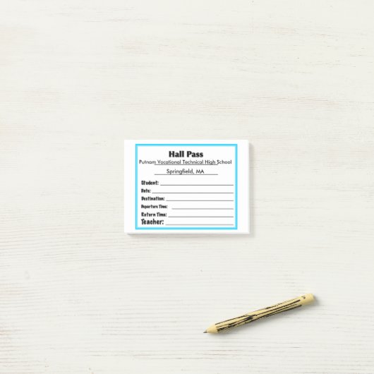 Simple Schools Hall Pass Post It Notes Post-it Klebezettel (Auf Schreibtisch)
