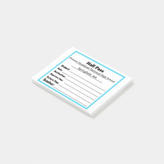 Simple Schools Hall Pass Post It Notes Post-it Klebezettel (angewinkelt)