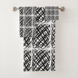 Simple Scribble | Black| Center Tile | Badhandtuch Set