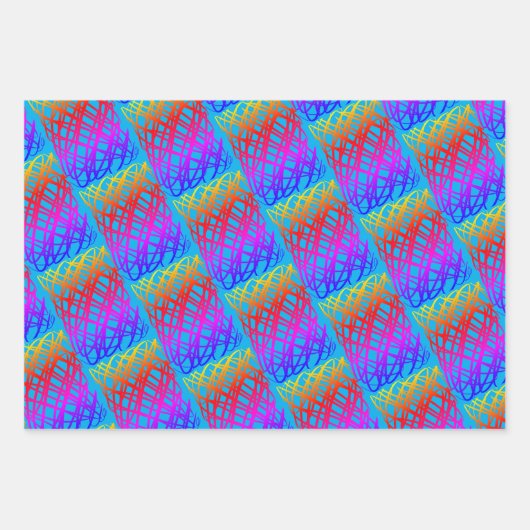 Simple Scribble | Blau, Grün, Gelb Hintergrund Geschenkpapier Set (Vorderseite)