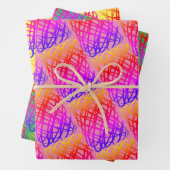 Simple Scribble | Rosa, grüne, gelbe Hintergründe Geschenkpapier Set (Beispiel)