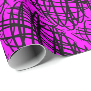 Simple Scribble Schwarz angeekelt Magenta Geschenkpapier