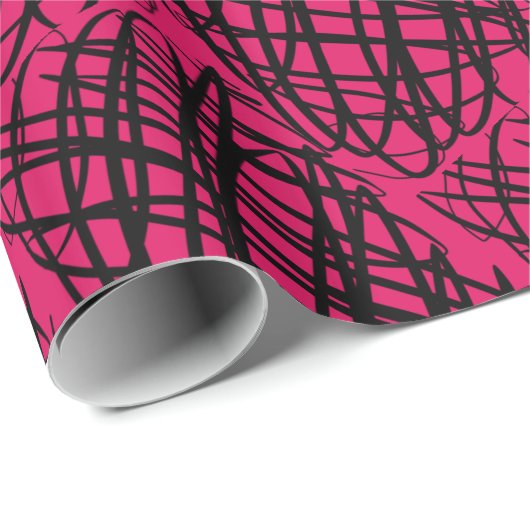 Simple Scribble | Schwarz | angeekelt | Ruby | Geschenkpapier (Rolleneckpunkt)