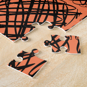 Simple Scribble Schwarz Center Tiled Koralle Puzzle