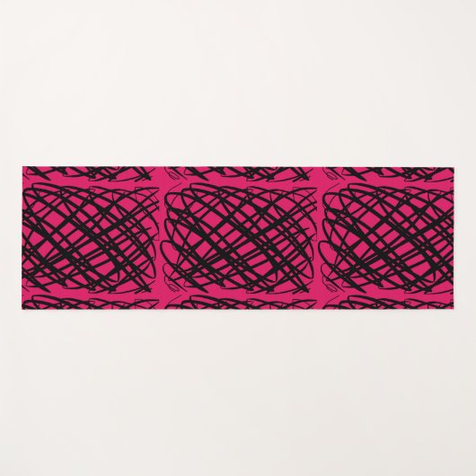 Simple Scribble | Schwarz | Center Tiled | Ruby | Yogamatte (Vorderseite (Horizontal))