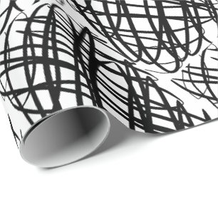 Simple Scribble Schwarz halber Rückgang Geschenkpapier