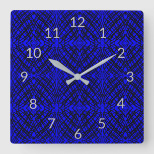 Simple Scribble   Spiegelung   Blau   Quadratische Wanduhr