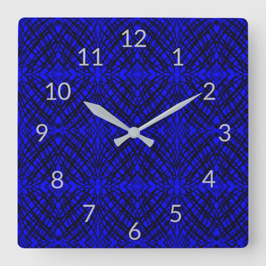 Simple Scribble | Spiegelung | Blau | Quadratische Wanduhr (Vorderseite)