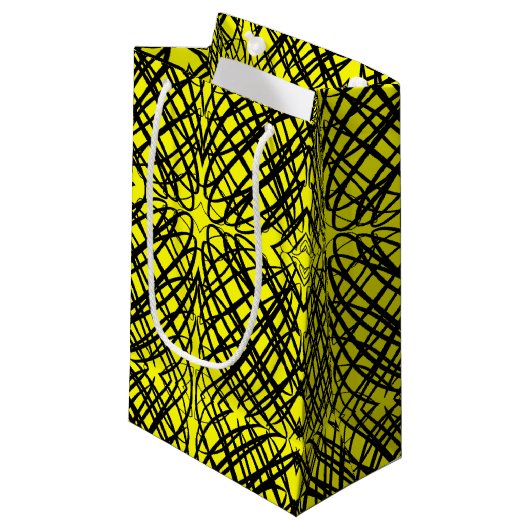Simple Scribble | Spiegelung | Gelb | Kleine Geschenktüte (Vorderseite Schrägansicht)