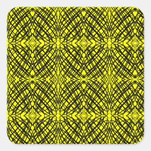 Simple Scribble   Spiegelung   Gelb   Quadratischer Aufkleber