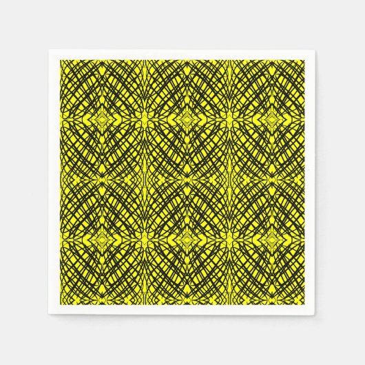 Simple Scribble | Spiegelung | Gelb | Serviette (Vorderseite)