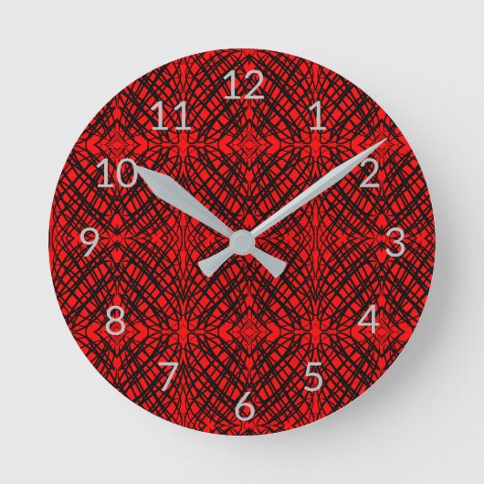 Simple Scribble | Spiegelung | Rot | Runde Wanduhr (Vorderseite)