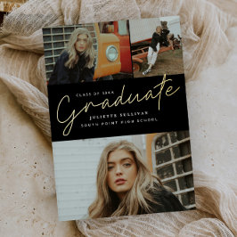 Simple Script 3 Foto Graduation Party Folieneinladung