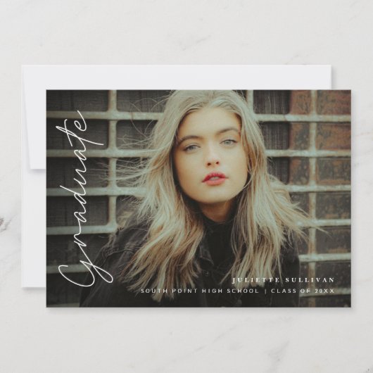 Simple Script 4 Foto Graduation Party Einladung (Vorderseite)