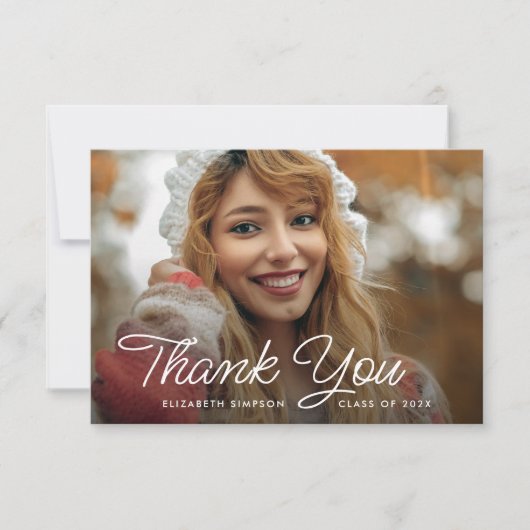 simple script-Abschluss danke Fotokarte (Vorderseite)