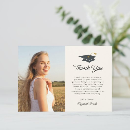 simple script Abschluss Foto danke Karte (Stehend Vorderseite)