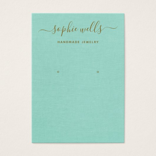 Simple Script Aqua Blue Earring Display Holder (Vorderseite)