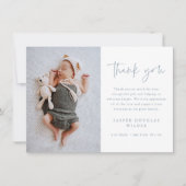 Simple Script Baby Photo Dankeskarte (Vorderseite)