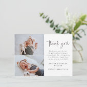 Simple Script Baby Photo Dankeskarte (Stehend Vorderseite)