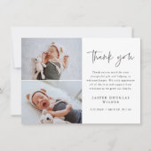 Simple Script Baby Photo Dankeskarte (Vorderseite)