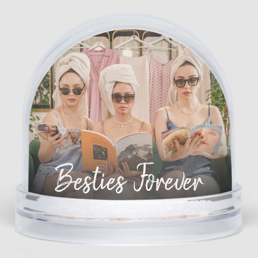 Simple Script Besties Forever Photo Keepsake Schneekugeln (Vorderseite)