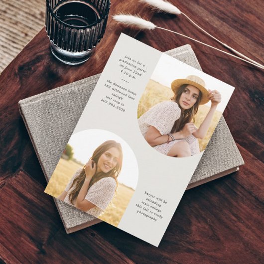 Simple Script Boho Arch Foto Abschluss Einladung