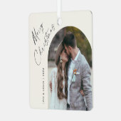 Simple Script Boho Arch Foto Weihnachten Ornament Aus Metall (Vorderseite links)