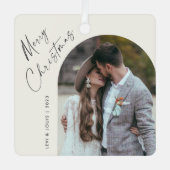 Simple Script Boho Arch Foto Weihnachten Ornament Aus Metall (Vorderseite)