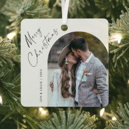 Simple Script Boho Arch Foto Weihnachten Ornament Aus Metall