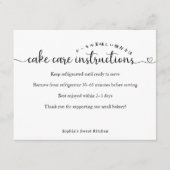 Simple Script Cake Care Instructions Bakery Dankeskarte (Vorderseite)