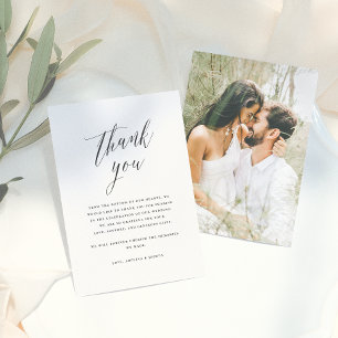 Simple Script Calligraphy Wedding Foto Vielen Dank Dankeskarte