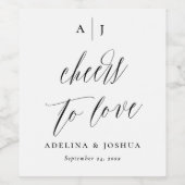 Simple Script Cheers To Love Monogram Wedding Weinetikett (Einzelnes Label)