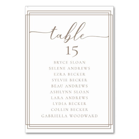 Simple Script Classic Wedding Tischnummer (Vorderseite)