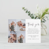 Simple Script Collage Baby Photo Dankeskarte (Stehend Vorderseite)