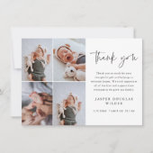 Simple Script Collage Baby Photo Dankeskarte (Vorderseite)