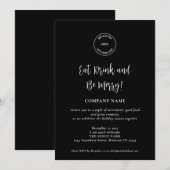 Simple Script Company Logo Weihnachts-Party Schwar Einladung (Vorne/Hinten)