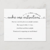 Simple Script Cookie Care Instructions Bakery Dankeskarte (Vorderseite)