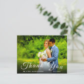 Simple Script Custom Foto H White Wedding Danke U Postkarte (Stehend Vorderseite)