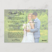 Simple Script Custom Foto H White Wedding Danke U Postkarte (Rückseite)