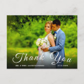 Simple Script Custom Foto H White Wedding Danke U Postkarte (Vorderseite)