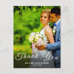 Simple Script Custom Foto White Wedding Danke U Postkarte