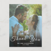 Simple Script Custom Foto White Wedding Danke U Postkarte (Vorderseite)