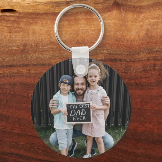 Simple Script Daddy EST Foto Vathers Day Schlüsselanhänger (Rückseite)