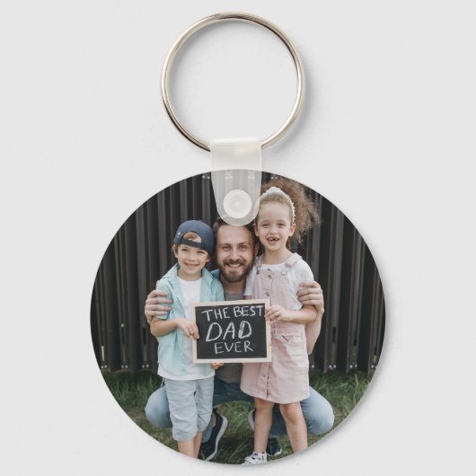 Simple Script Daddy EST Foto Vathers Day Schlüsselanhänger (Rückseite)