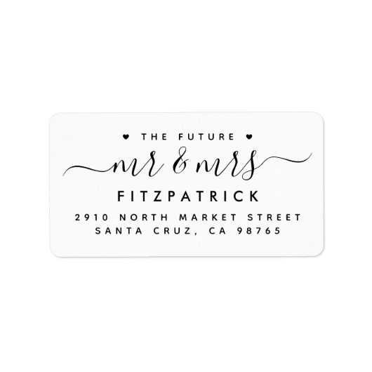 Simple Script Future Mr. Wedding Rücksendeadresse Adressaufkleber (Vorne)