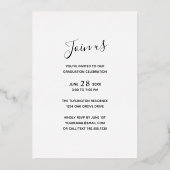 Simple Script Gold Foil Foto Graduation Party Folieneinladung (Rückseite)