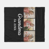Simple Script Grandma Est. 3 Photo Year Fleecedecke (Vorderseite (Horizontal))