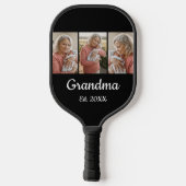 Simple Script Grandma Est. 3 Photo Year Pickleball Schläger (Rückseite)