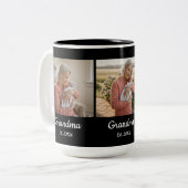 Simple Script Grandma Est. 3 Photo Year Zweifarbige Tasse (Vorderseite Links)